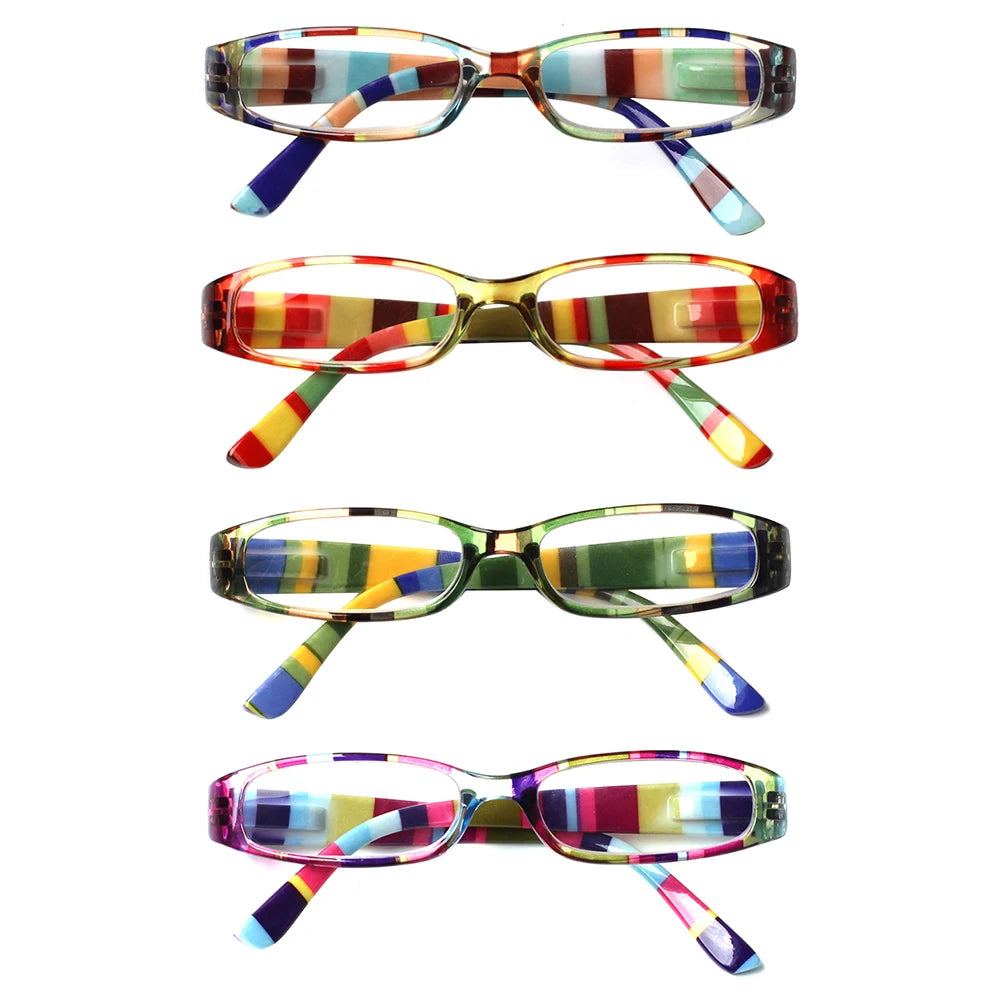 Blue Light Blocking Reading Glasses Spring Hinged Women with Striped Flower Frame Computer Goggle Reader Eyeglasses 0~+4.0