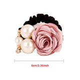 Pearl Rose Flower Hair Elastics Bands Hair Ties Stretchy Rubber Hairbands Floral Headbands Scrunchies Ponytail Holder