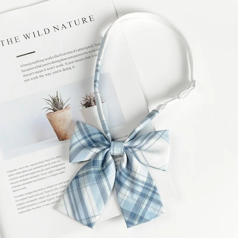 Fashion JK Bowtie Women College Student Collar Tie Cotton Plaid Bowknot Lolita Girls Adjustable Butterfly Anime Cosplay Cravat