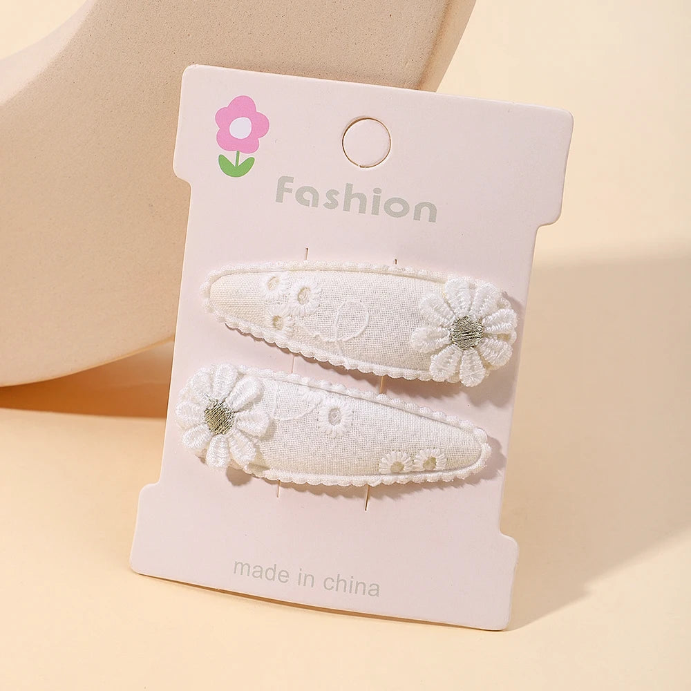 1pcs Ins Daisy Flower Hair Clips Baby Girl Hairpins for Kids Lace White Barette Princess Hooks Infant Accessories Korean