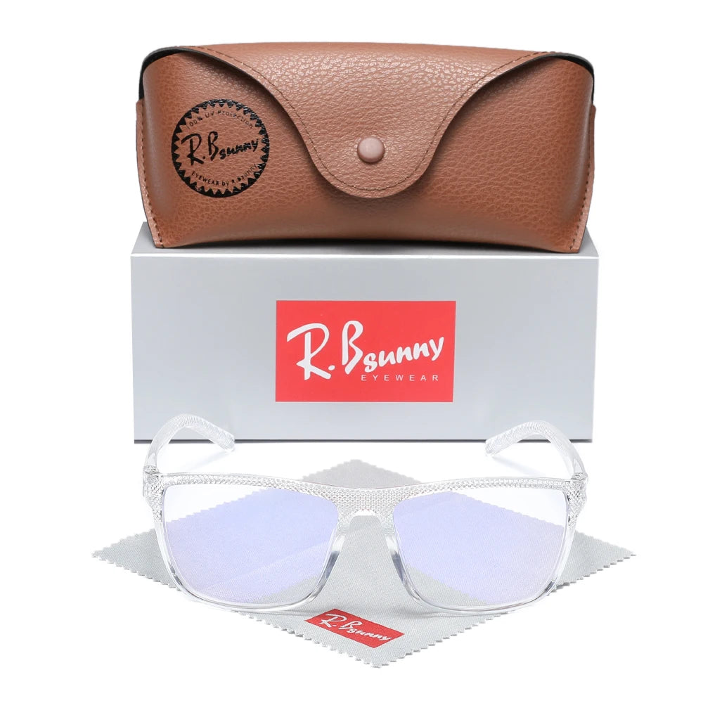 RBsunny Blue Light Blocking Glasses Men Computer Gaming Glasses Anti Eyestrain UV400 Clear Lens Eye Protection Rectangle Frame