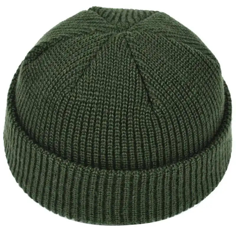 Unisex Autumn Warm Cap New Fashion Men's Beanie Winter Knit Hat Boy Skullcap Sailor Cap Cuffs Retro Navy Short Hat Solid Color