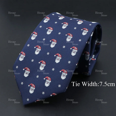 Classic Red Blue Christmas Tie For Men Father Festival Gift Santa Claus Snowman Tree Snowflake Elk Necktie Skinny 7cm Accessory