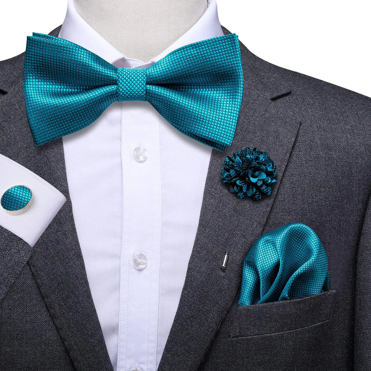 Hi-Tie Luxury Gold Silk Bow Ties for Men Fashion Men's Yellow Bowtie Handkerchief Cufflinks Brooch Set butterfly  Wedding Set