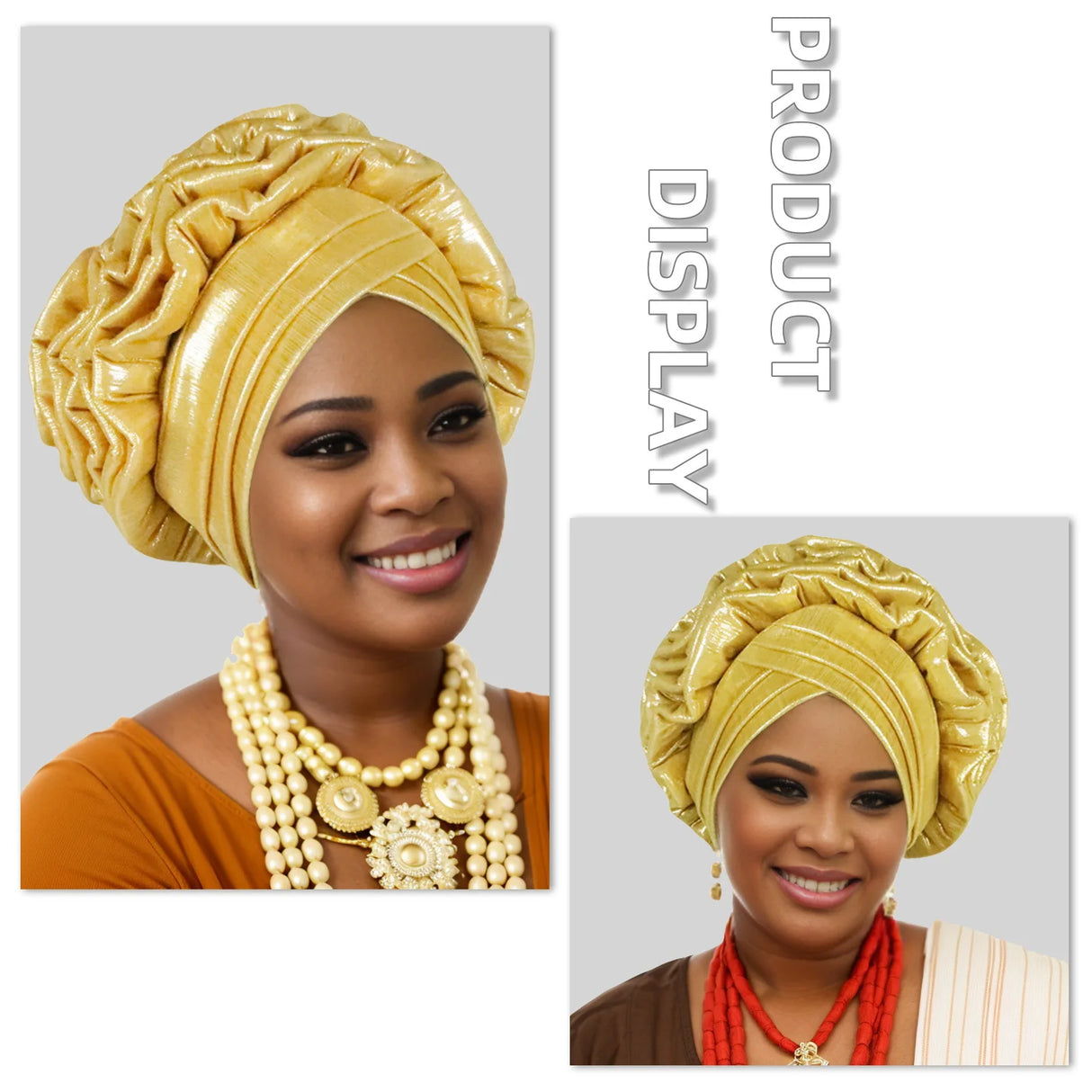 Fashion Women Elastic Ruffle African Turban Cap Lady Head Wraps Nigeria Wedding Auto Gele Headtie Party Headgear Headwear Hat