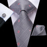 Hi-Tie Men Fashion Necktie Burgundy Paisley Handkerchief Cufflinks for Tuxedo Accessory Classic Silk Luxury Gift Tie for Men