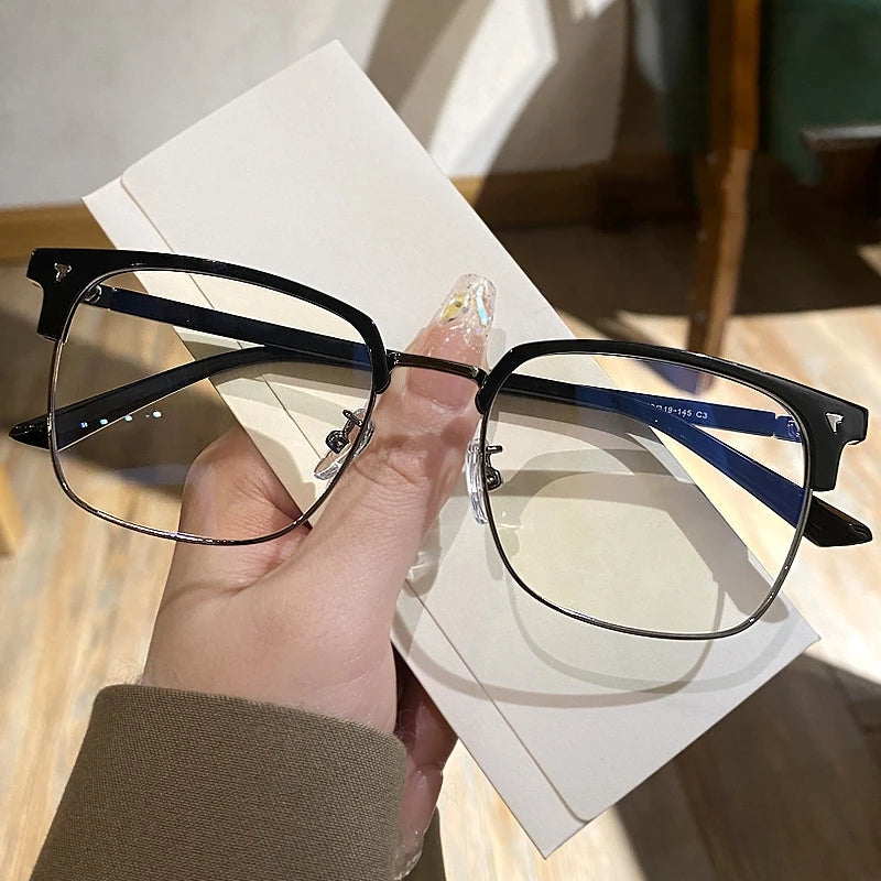 Blue Light Blocking Glasses for Men Women  Retro Half Frame Computer Optical Vintage Square Eyewear Anti-radiation Eyeglasses