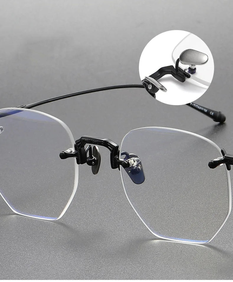 EYELUYAN Prescription Glasses 1.61 MR-8 Anti Radiation Aspheric Lens Myopia Optical Rimless Eyeglasses Pure Titanium Frame