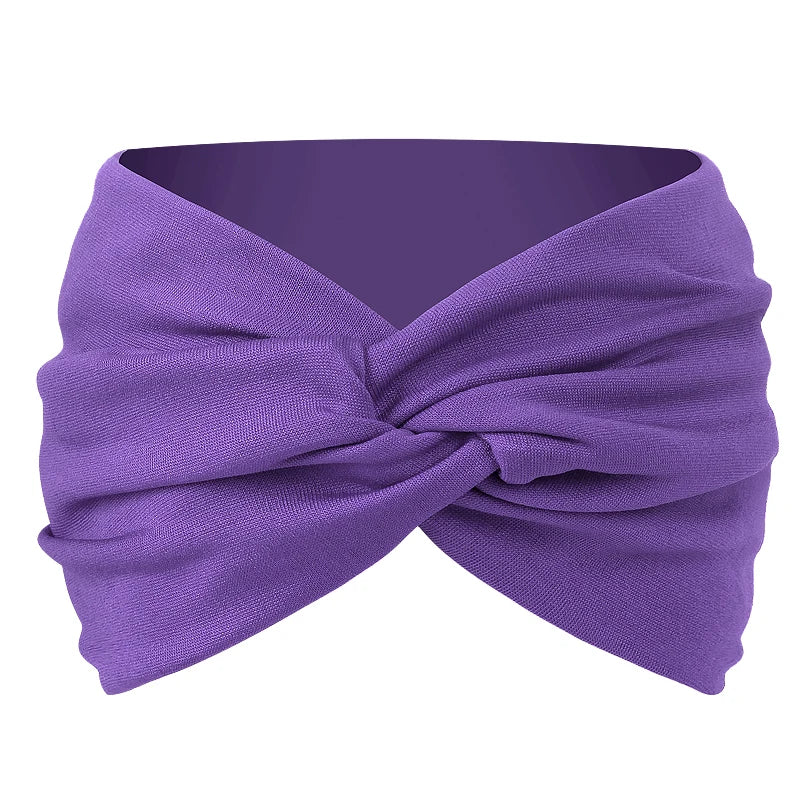 Women Solid Color Super Wide Headband Twisted Criss Cross Elastic Hairband Yoga Running Sports Non Slip Sweat Hair Accessories