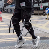 Stylish Techwear Men Cargo Pants  Hip Hop Streetwear High Street Jogger Male Trousers Ribbons Pockets Harem Pants for Male