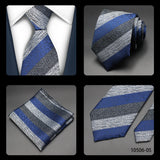 Men Tie Cravat Set Fashion Wedding Ties for Men Hanky Necktie Grid Strip Gravata Jacquard Tie Social Party Accessories