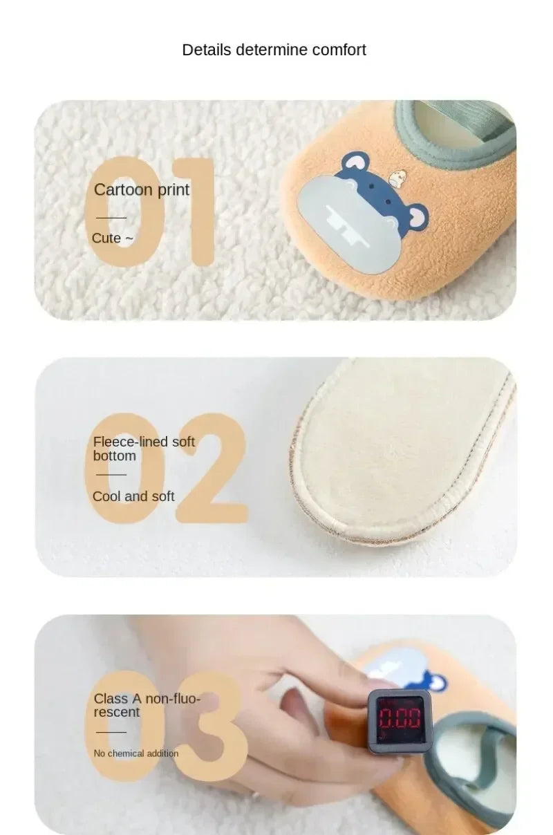 Baby Anti-slip Socks Newborn Warm Crib Floor Shoes with Rubber Sole for Children Boy Toddler Foot Girl Infant Cute Kids Slippers