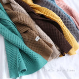 Autumn Winter Ladies Fashion Korean Style Walf Checks Knitted Scarf Solid Colour Women Long Warm Thick Neckerchief