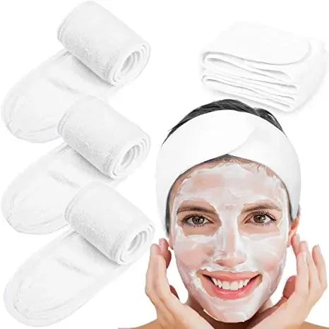 3pcs Women Soft Toweling Headbands Adjustable Sports Hairband Yoga Spa Bath Shower Wash Face Make Up Skincare Wide Head Band