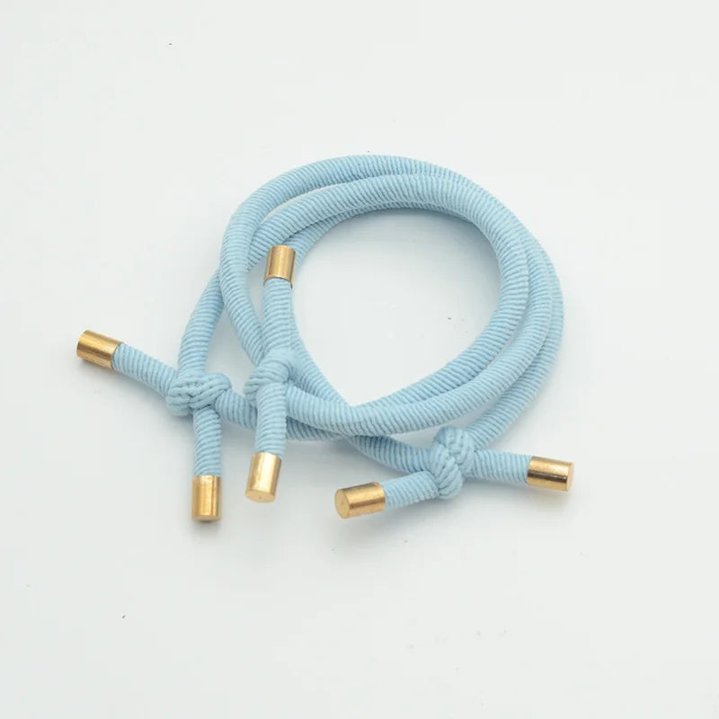 10PCS 5mm Knotted Twilled Elastic Hair Bands Golden Ends Hair Ties for fashion girls elasticity ponytail holders hair scrunches