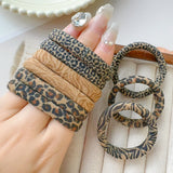 5pcs Leopard Print High Elastic Hair Ties Scrunchie Ties High Elasticity Ponytail Holder Women Girls Hair Rings Rope Accessories