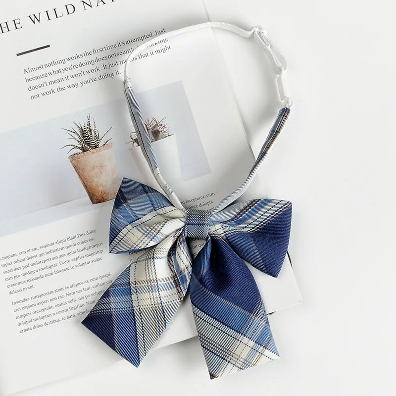 Fashion JK Bowtie Women College Student Collar Tie Cotton Plaid Bowknot Lolita Girls Adjustable Butterfly Anime Cosplay Cravat