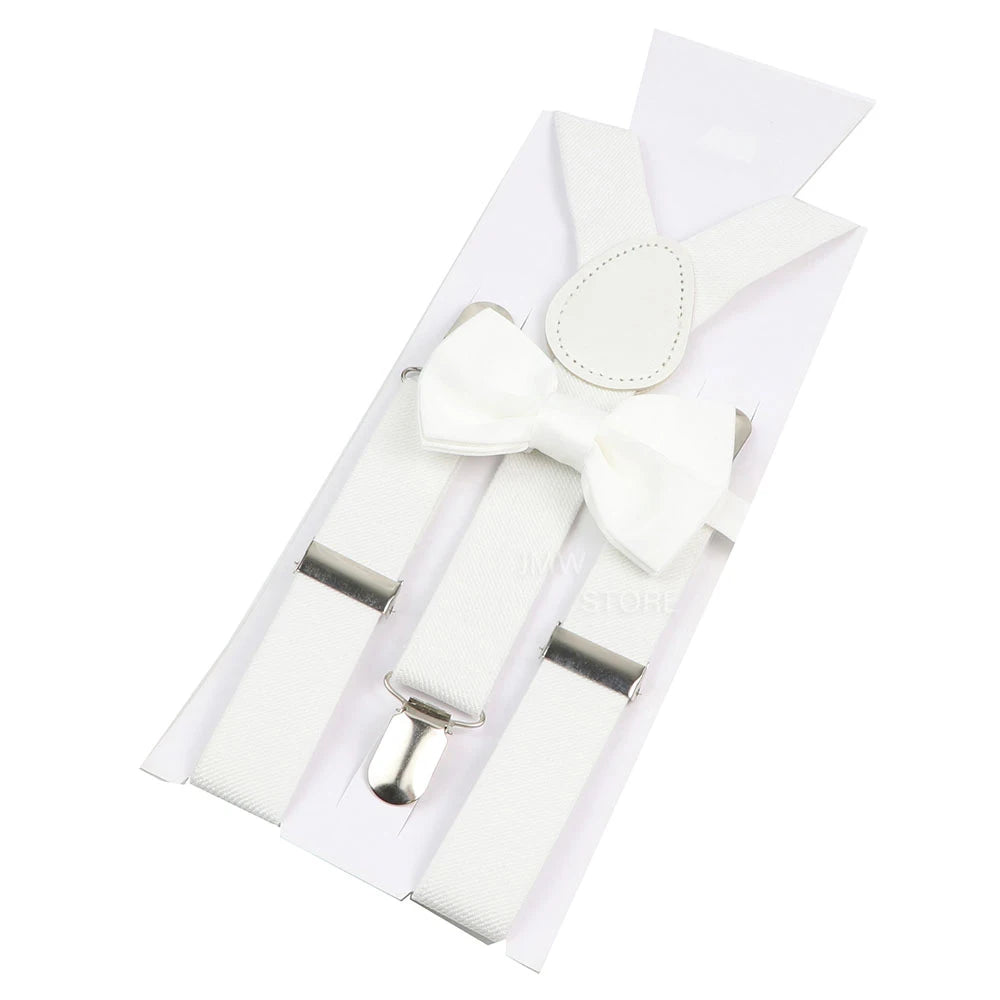 Elastic Leather Suspenders Bowtie Set Braces Men Women Sage Green Adjustable Braces Straps For Wedding Y-Back Shirt Accessories