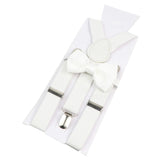 Elastic Leather Suspenders Bowtie Set Braces Men Women Sage Green Adjustable Braces Straps For Wedding Y-Back Shirt Accessories