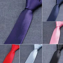 Super Slim Tie 3cm Satin Red Yellow Black Solid Ties Handmade Fashion Men Skinny Narrow Necktie for Wedding Party