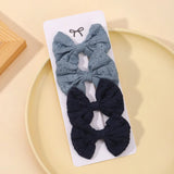 4Pcs/Set Lovely Cotton Bowknot Clips Safe Hairpins Girl Fresh Pastoral Hairclips Baby Hair Accessories Kids Print Hairgripe Gift