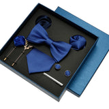 Tie Pocket Square Set Box Gift For Men Women Wedding Party Business Neck Tie Cufflinks Brooch Handky Solid Color Wholesale