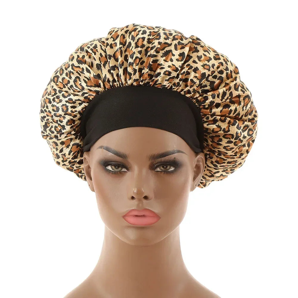 High Elastic Satin Solid Sleeping Hat 1Pcs Hair Care Bonnet Nightcap Multi-color Reusable Women Home Sleeping Cap Accessories