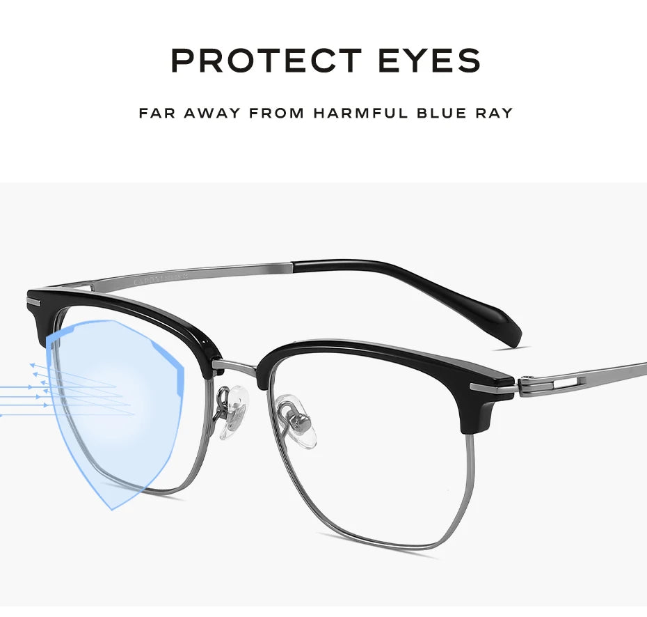 CAPONI Original Designer Men Glasses Frames Pure Titanium  Business Eyewear Anti Blue Light Multifunctional Frame Glasses J23615