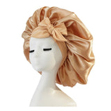 New Satin Sleeping Cap For Women Solid Wide Band Stretch Head Tie Silky Bonnet Edge Wrap Nightcap Hair Care Shower Head Cover