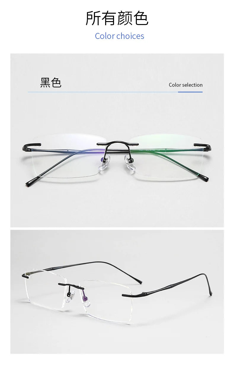 Ultra-light Pure Titanium New Rimless Glasses Frame Anti-blue Light Optical Frames Customize Prescription Eyeglasses for Men