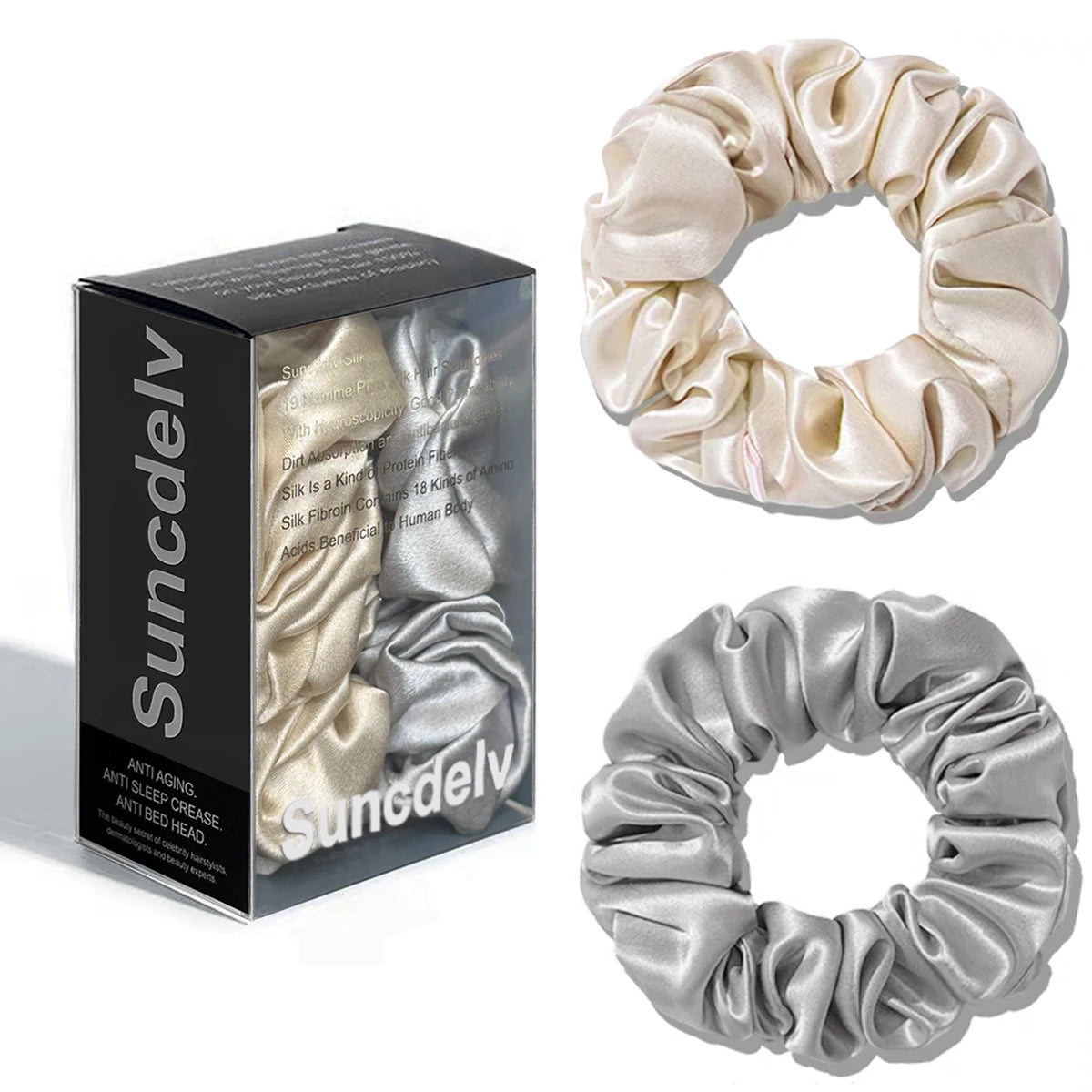 2PCS 3.5CM Mulberry Silk Scrunchies Women Grils Hair Ties for Hair Sleep No Damage Hairband Curly Hair Elastics Ponytail Holder