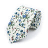 New Chic Floral Tie For Men Women 100% Cotton Beautiful Elegant Flower Necktie White Blue Narrow Skinny Wedding Casual Cravat