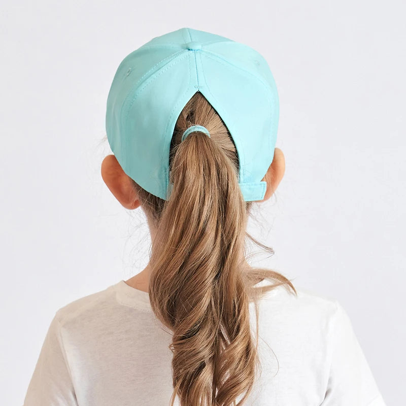 Fashion Candy Color Kids Baseball Cap Sun Protection Boy Girls Hat Adjustable Travel Peaked Caps Hat High Ponytail Kids Boy Hat