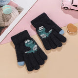 3-9 Years Winter Kids Thickened Knitted Gloves Cartoon Small Dinosaur Warm Plush Children Winter Toddlers Mittens Kids Gloves