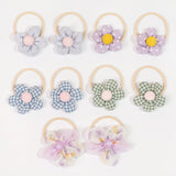 10Pcs/Set Girls cute Hair Loop Childrens Hair Ties with Flowers Elastics Ponytail Holders Pigtails Rubber Band Hair Accessories
