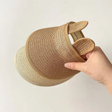 Lovely Bear Ears Empty Top Hat Baby Straw Cap Children Long Brim Sun Visors Kids Adjustable Summer Beach Bonnet Boy Girl Props