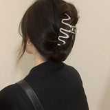 New Punk Geometric Metal Gold Silver Simple Hair Clip Claw for Women Trendy Large Crab Catches Clamp Korea Headwear Accessories
