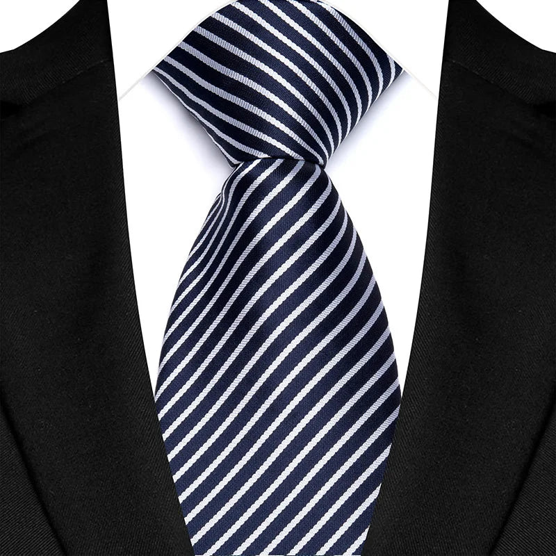 Luxury 8CM Mens Necktie Gray Sliver Color Dot Stripes Solid Tie For Man Groom Jacquard Woven Neck Tie For Business Wedding Party