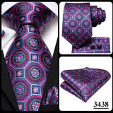 Hi-Tie Purple Solid Paisley Silk Wedding Tie for Men Novelty Design Handky cufflink Gift Men Tie Set Party Business Dropshipping