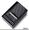 Gravatas For Men Newest design Silk Tie Handkerchief Cufflink Set Necktie Box Striped Blue Office