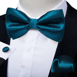 Classic Black Men Bow Ties 100% Silk Bowties Butterfly Pocket Square Cufflinks Set Suit Paisley Gold Pre-Tied Bow Tie DiBanGu