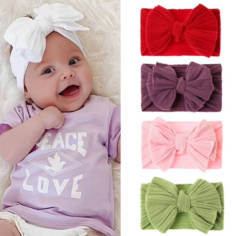 Baby Girl Bows Headband Newborn Turban Hairbands Kids Red Head Band Outdoor Toddler Children HeadWrap Hair Accessories