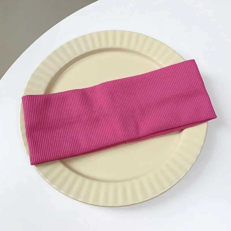 5PCS Solid Color Elastic Hairband Running Fitness Sport Headband Yoga Sweat-absorbing Headband Fashion Headband Hair Accessories
