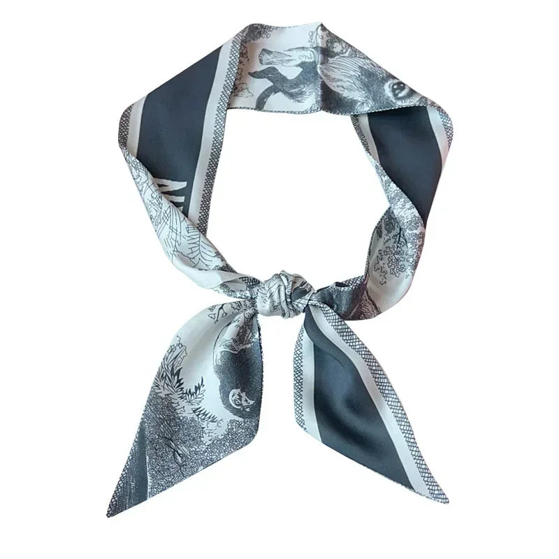 Women's Daily Wear Headbands Bags Handles Silk Scarves Simulated Silk Streamers French Versatile Headbands Scarves Gifts