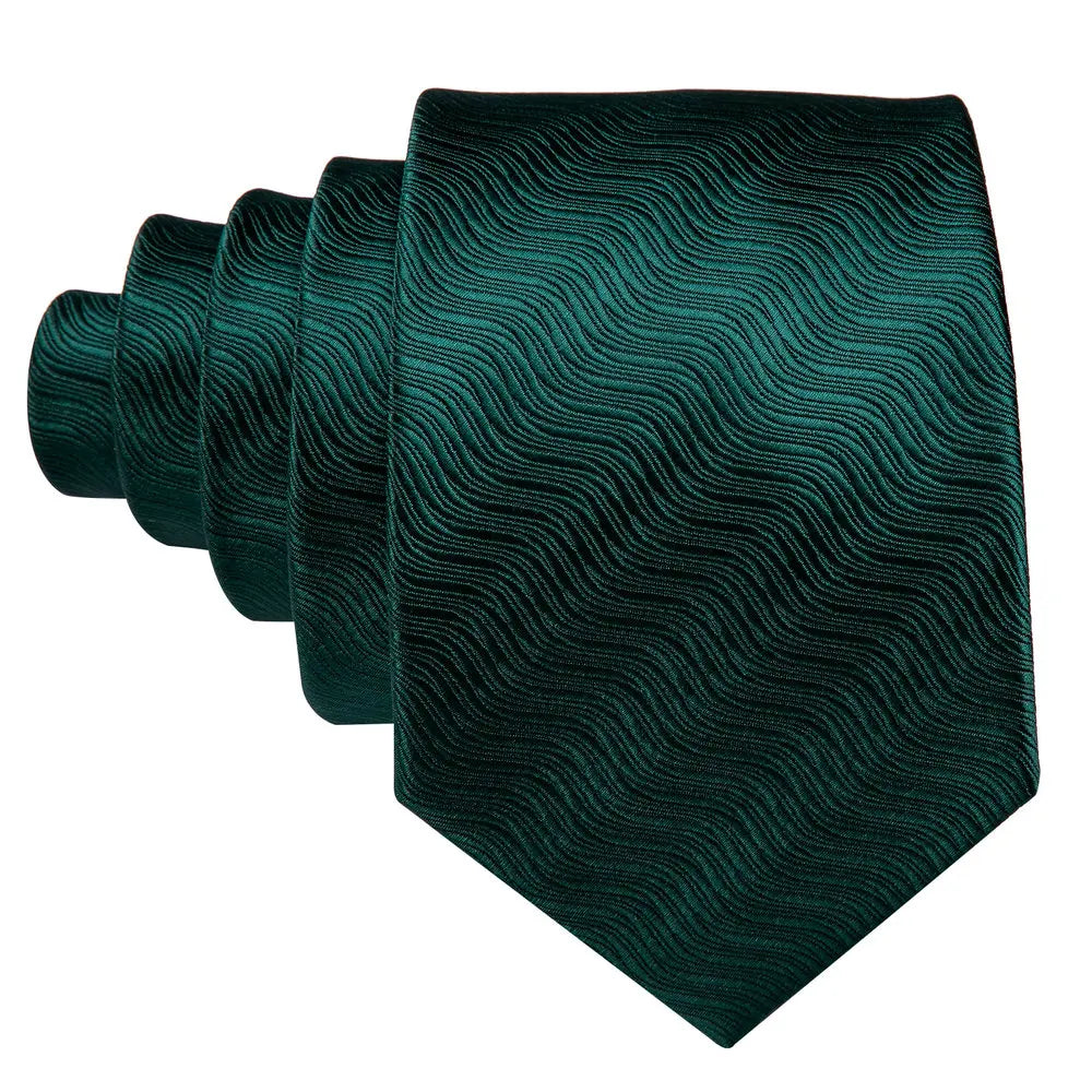 Fashion Luxury Green Silk Tie For Men Casual Formal Wedding Geometric Tie Barry.Wang NeckTies Hanky Cufflinks Set Business Gift