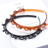 Fashion Women Girls Non-Slip Hair Bands With Clips Double Layer Headbands Hairstyle Bezel Hair Hoop Hair Accessories Headwear