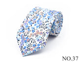 New Chic Floral Tie For Men Women 100% Cotton Beautiful Elegant Flower Necktie White Blue Narrow Skinny Wedding Casual Cravat