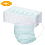 50pcs Mask Adult Net Yarn Flowers Four-Layer Disposable Protective Printing Mask Mouth Face Mask Breathable Earloops