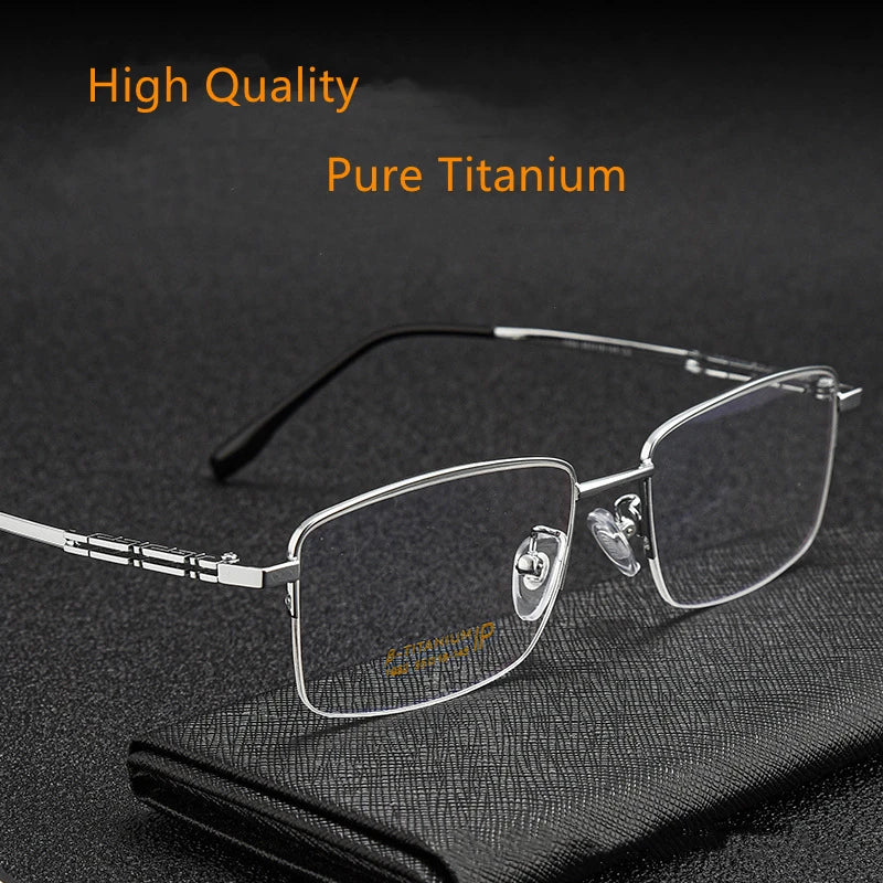 High Quality Men Pure Titanium Half-Rim Glasses Frame Ultra-Light Comfortable Business Myopia Prescription Glasses Frame