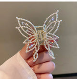 Kiss Jewelry Luxury Butterfly Hair Claw Clip Gold Plated Rhinestone Pearl Hairpin Women Korean Fashion Headwear Hair Accessories